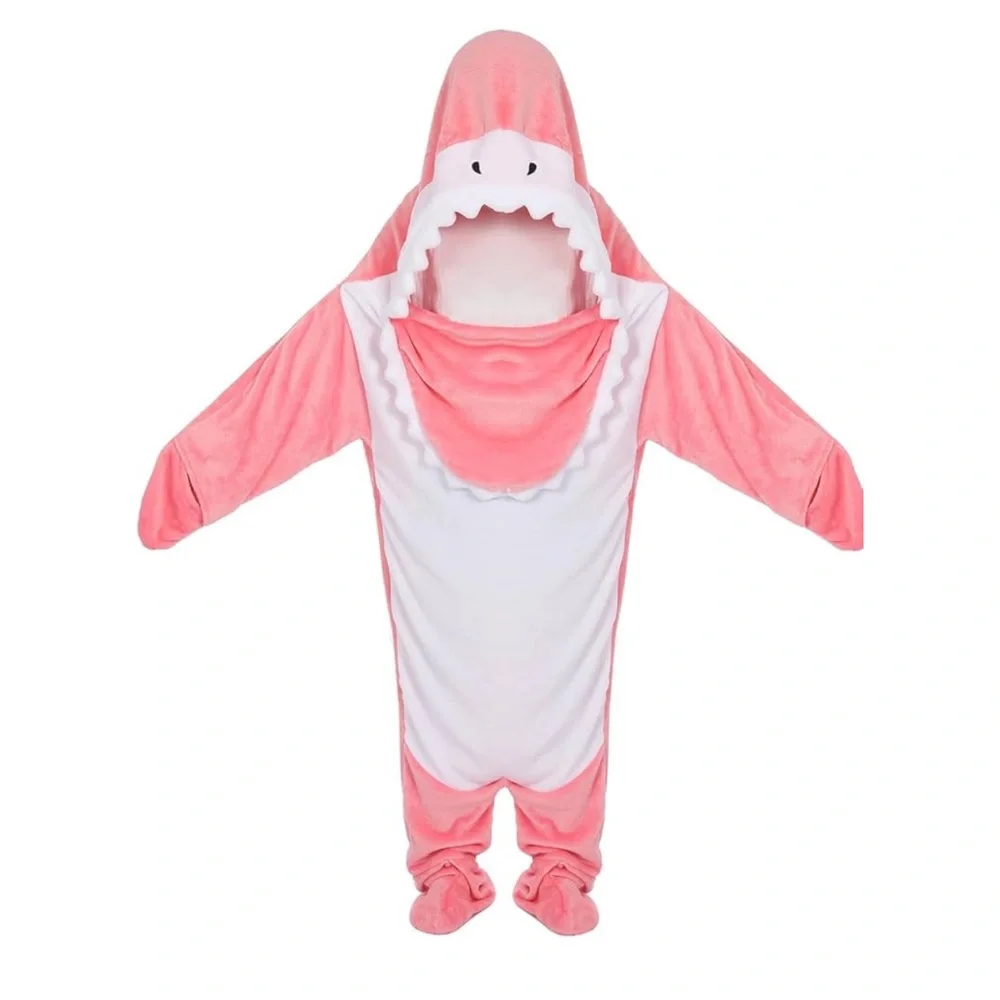Shark Blanket onsie Wearable Hoodie Cartoon Animals sleeping bag